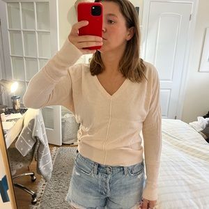 Michael Stars, light pink cotton v-neck sweater, S